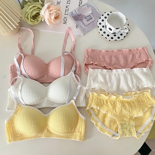 Bộ áo ngực liền mạch mỏng cúp phụ nữ bộ áo ngực thời trang xếp ly phong cách thoải mái mềm mại thanh niên cô gái đồ lót đẩy lên nữ bralette đồ lót