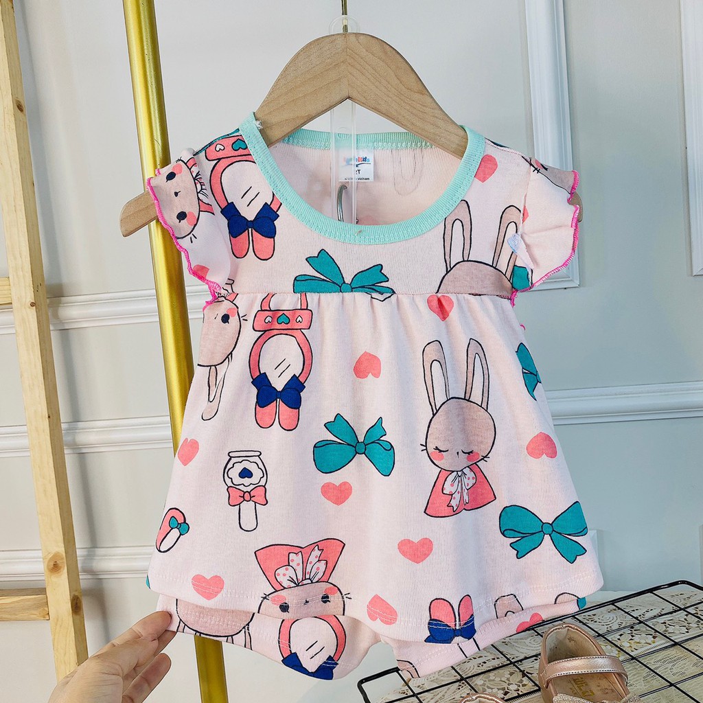 Bộ Cotton Bozip Xuất Dư Siêu Mát Dáng Babydoll Nhiều Hoạ Tiết Xinh Cho Bé Gái 10-20kg