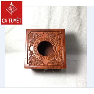[RẺ NHẤT] HỘP ĐỰNG GIẤY ĂN khổ vuông mặt chạm cao cấp GỖ HƯƠNG chuẩn 100% có khóa chốt -(ẢNH THẬT)