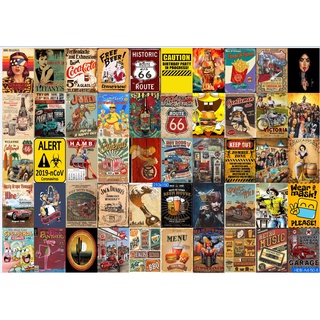 Combo Set 50 tờ Decal Decor Vintage Poster Trang Trí Quầy Bar, Fast Food , Quán Ăn, Khổ A4,A5...