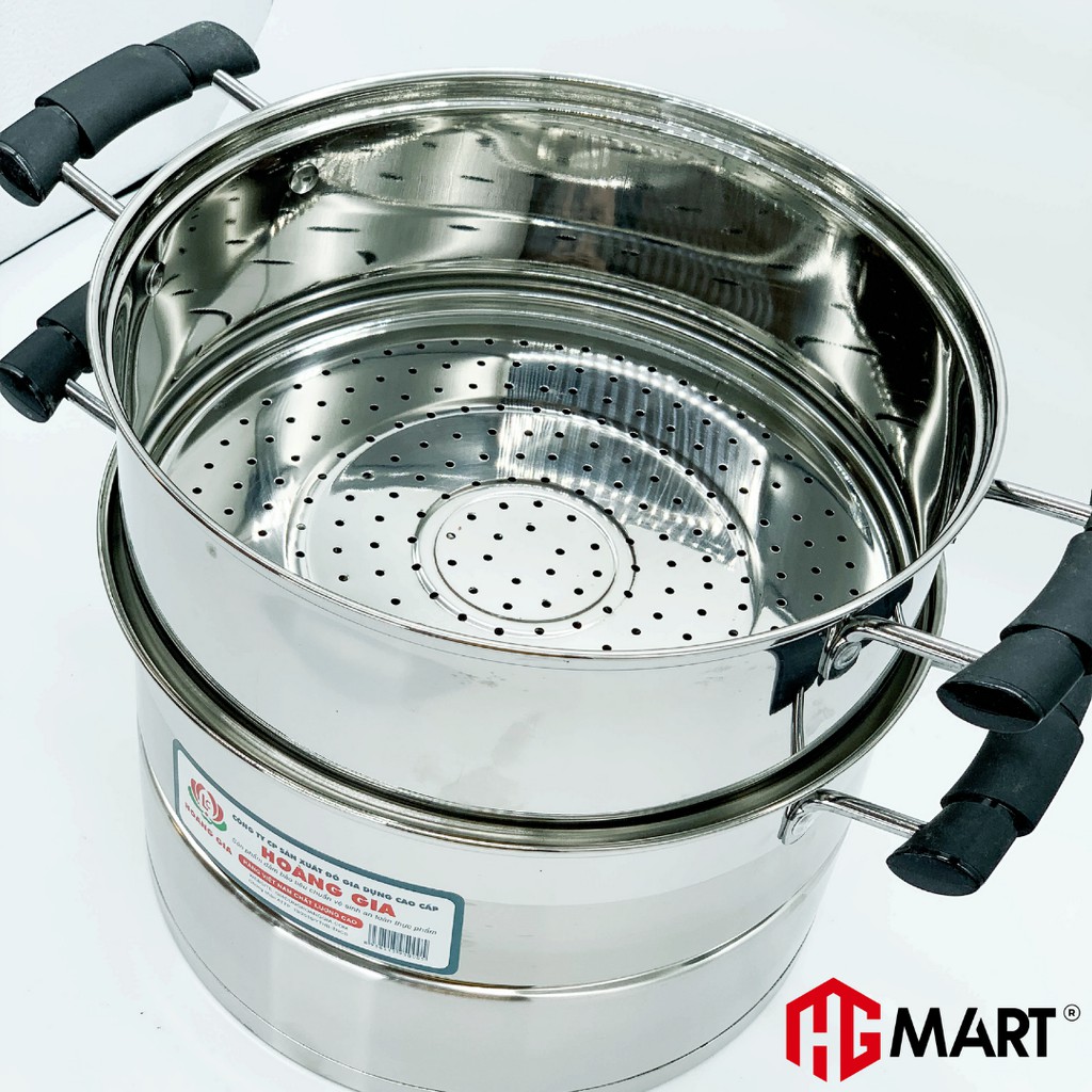 Ảnh Nồi Hấp Inox 2 tầng 2 đáy từ nắp kính thương hiệu HG Mart 3