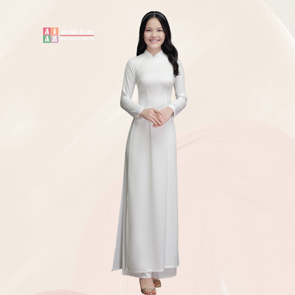 Áo Dài Học Sinh Cấp 3 Lụa 2 Tà Cổ Cao Tay Dài Áo Kèm Quần Hs01 | Shopee  Việt Nam