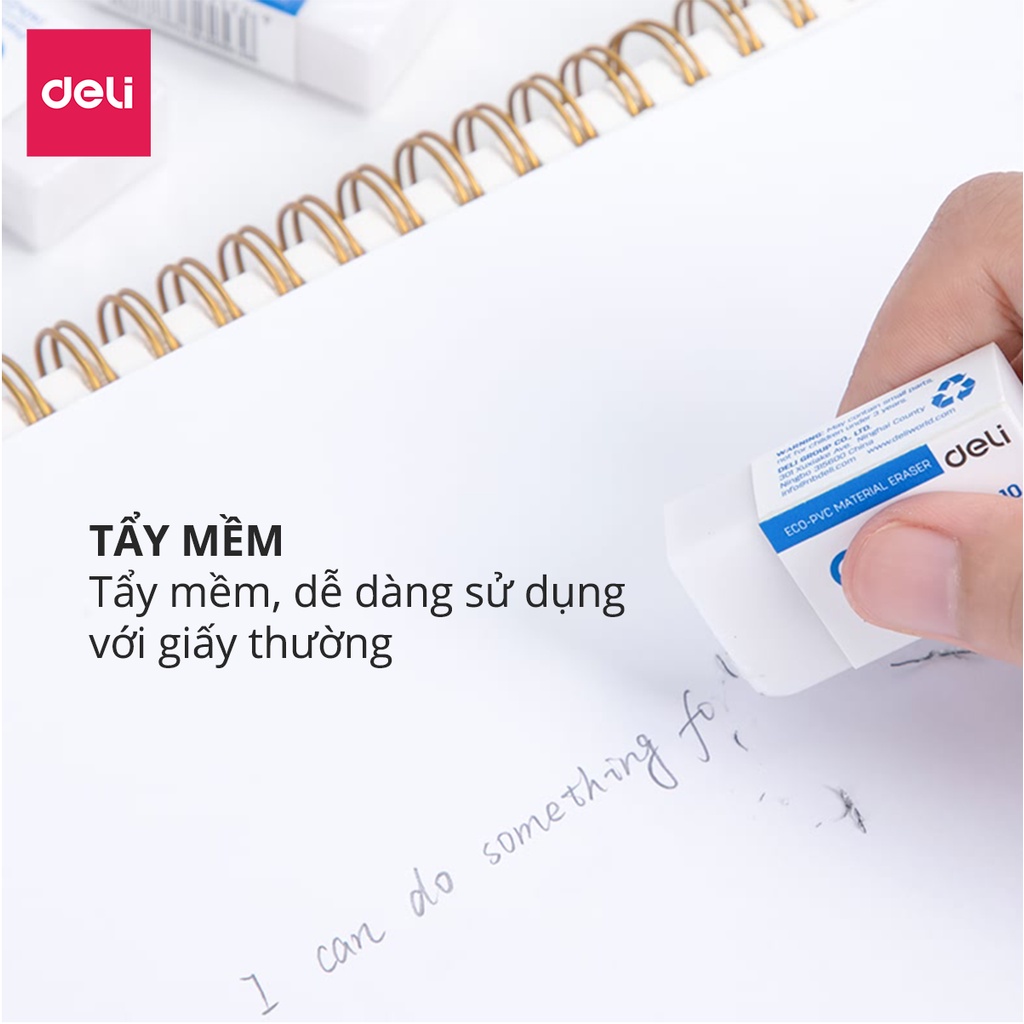Ảnh Gôm Tẩy Deli Màu Trắng - Tẩy Sạch Ít Vụn Tẩy - Phù Hợp Cho Học Sinh, Sinh Viên, Văn Phòng Thi Trắc Nghiệm, Vẽ, Ghi Chép 2