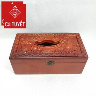 Hộp khăn giấy bằng gỗ Hương (H)