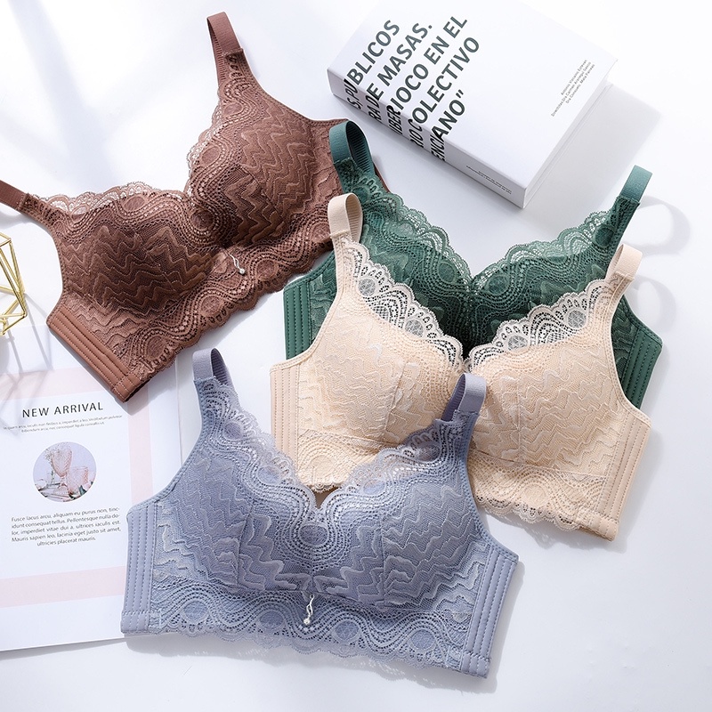 Áo Ngực 3/4 Cup Không Gọng Mềm Mại Thoáng Khí Có Thể Điều Chỉnh Phối Ren Quyến Rũ Cho Nữ