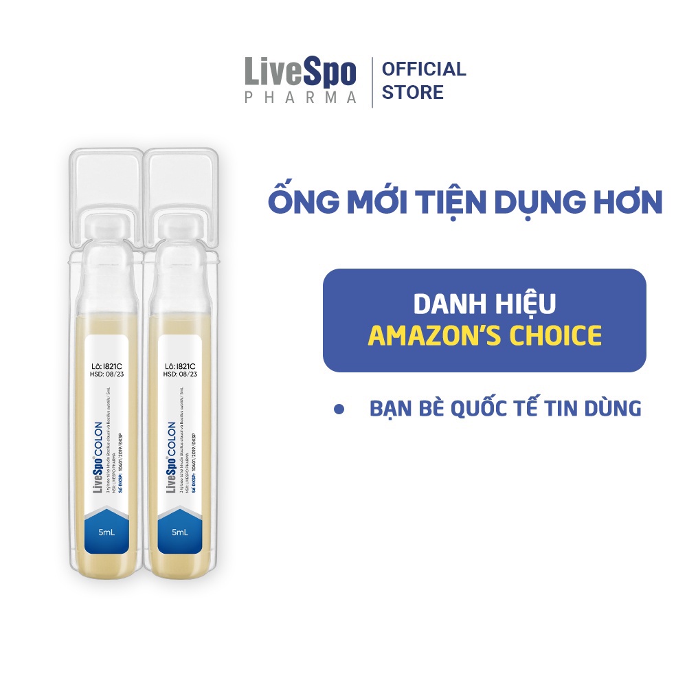 Men vi sinh dùng cho Viêm Đại Tràng, Táo bón, Tiêu chảy – LiveSpo COLON 3 tỷ bào tử lợi khuẩn (Hộp 10 ống x 5ml)