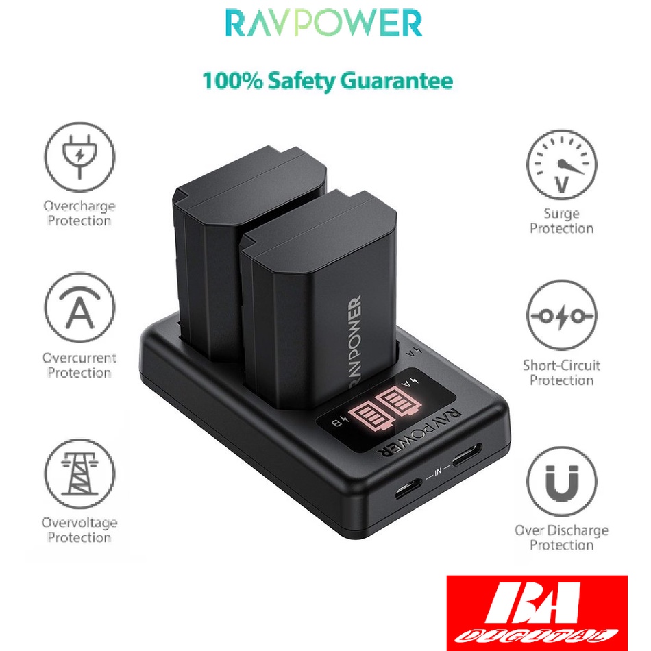 BỘ 2 PIN+SẠC ĐÔI SONY NP-FZ100 - RAVPOWER CHO MÁY ẢNH Sony A7 III, A7 ...