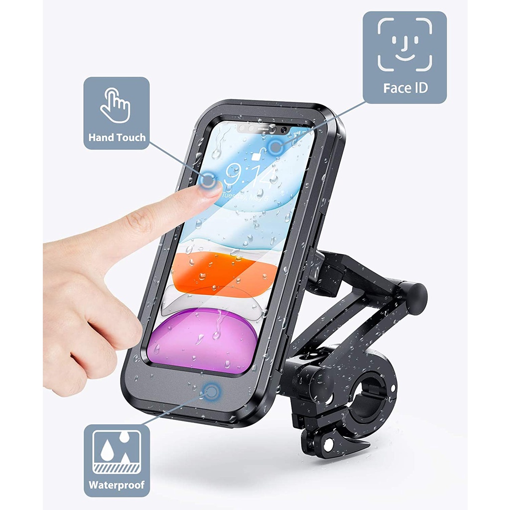 Giá đỡ điện thoại xe Máy, xe Đạp: chống nước xoay 360 độ