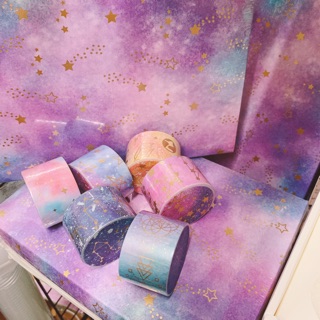 Set băng dính trang trí washitape 6 mẫu nhũ galaxy lấp lánh 🐻✨✨✨