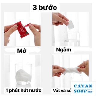 Túi 20 viên khăn giấy nén dùng 1 lần , khăn khô nén viên kẹo Đỏ hàn quốc GD563-KNen-Do