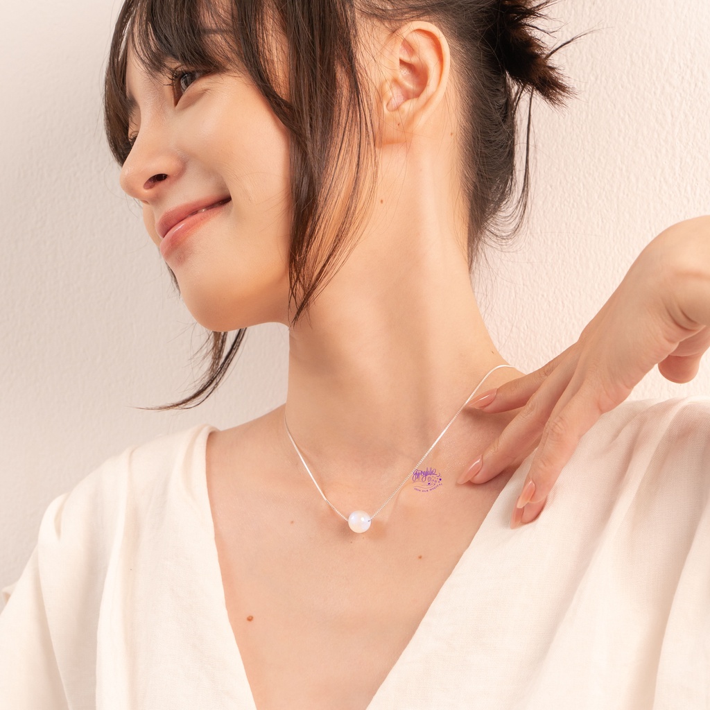 Ảnh Dây Chuyền Xỏ Ngang Bạc 925 Đá Ánh Trăng Moonstone Thiên Nhiên Phong Thủy May Mắn Không Kị Mệnh SP003200 Gypsy.lala 2