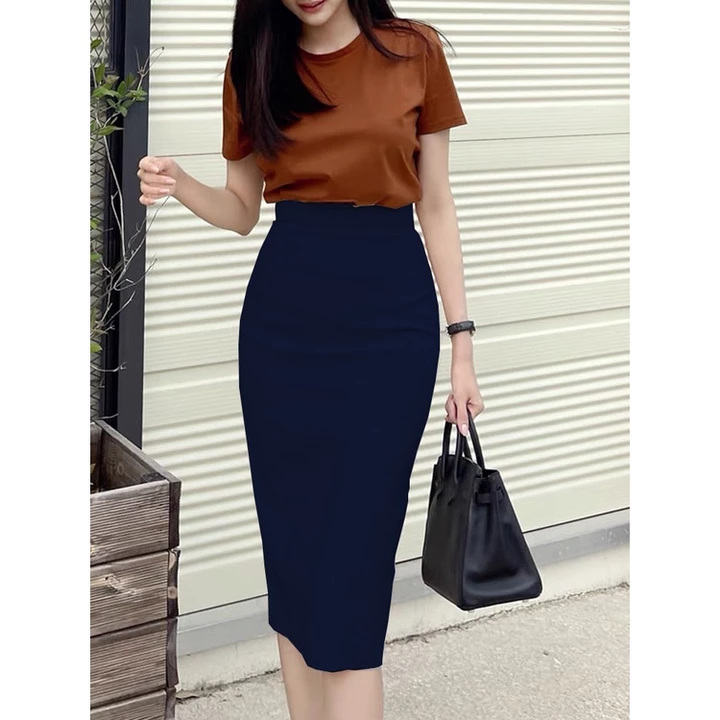 Chân Váy Bút Chì 2 Lớp Dài Qua Gối Có Cạp Chân Váy Công Sở Dáng Dài Có Xẻ Sau Susuclothing BC68