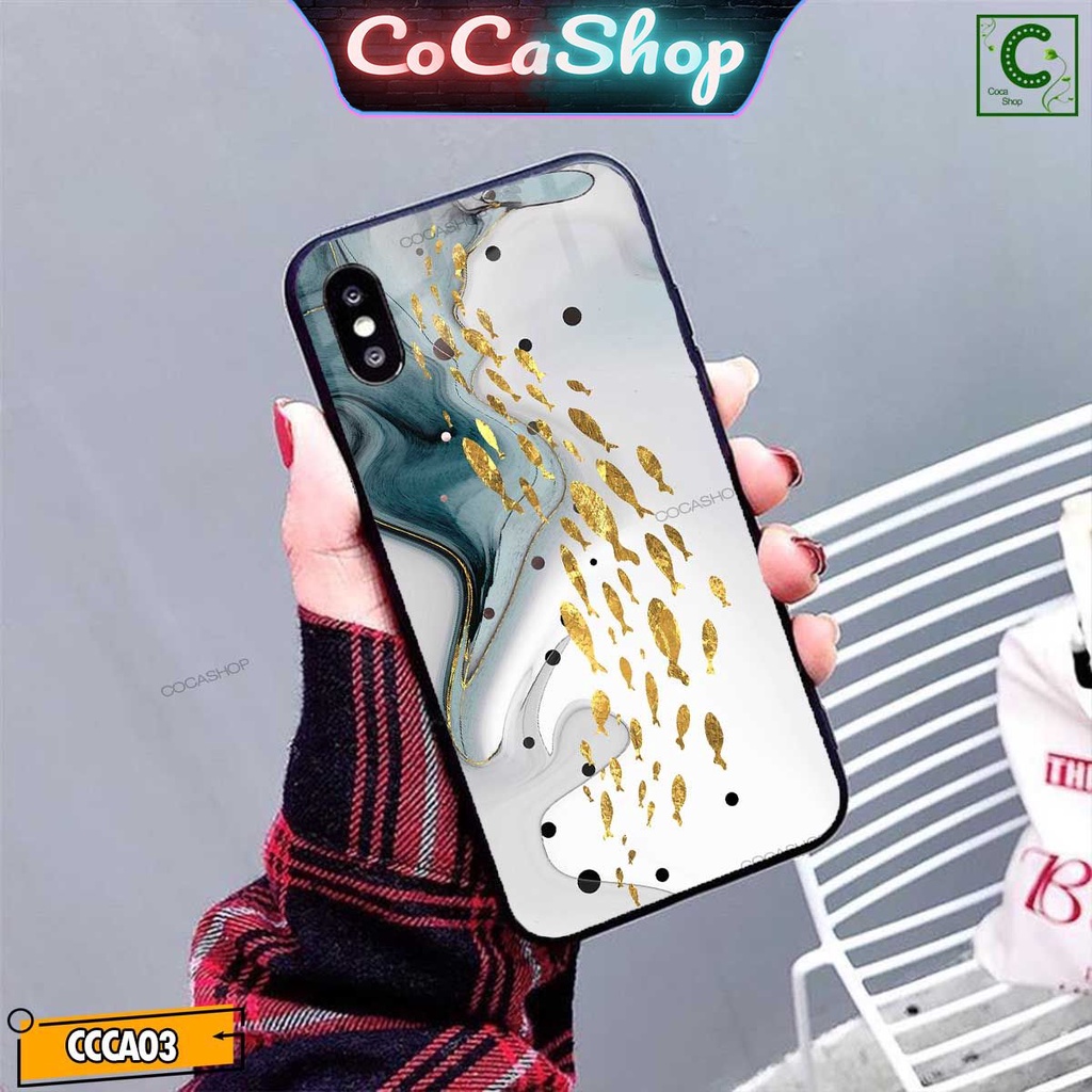 Ốp lưng iphone mặt kính sáng bóng cao cấp - Đàn cá vàng may mắn tài lộc - 6/6plus/6s/6splus/7/7plus/8/8plus/x/.....