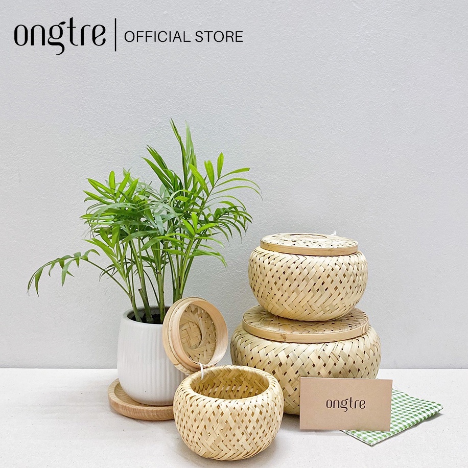 Hộp Tre Đan 2 Lớp ONGTRE Có Nắp, Hộp Đựng Đồ, Hộp Decor, Hộp Quà Tặng Tre Handmade