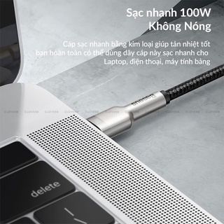 Cáp Sạc Nhanh 100W Baseus Cafule Metal USB-C to USB-C Bọc Dù cho iPhone