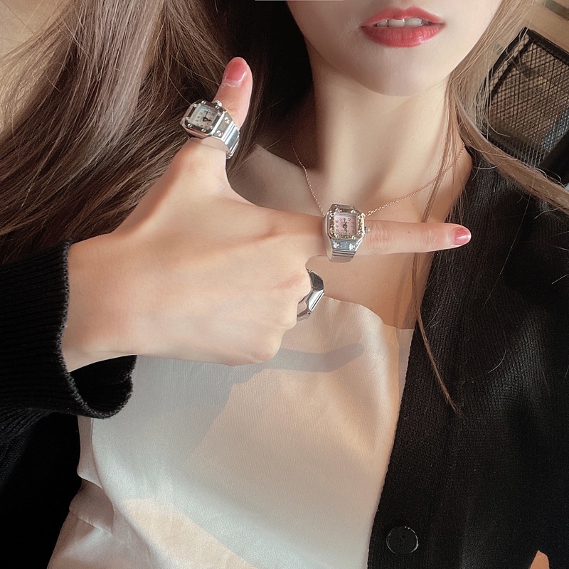 Nhẫn Mặt Đồng Hồ Thạch Anh Co Giãn Kiểu Vintage Cá Tính Mới Cho Nam Và Nữ