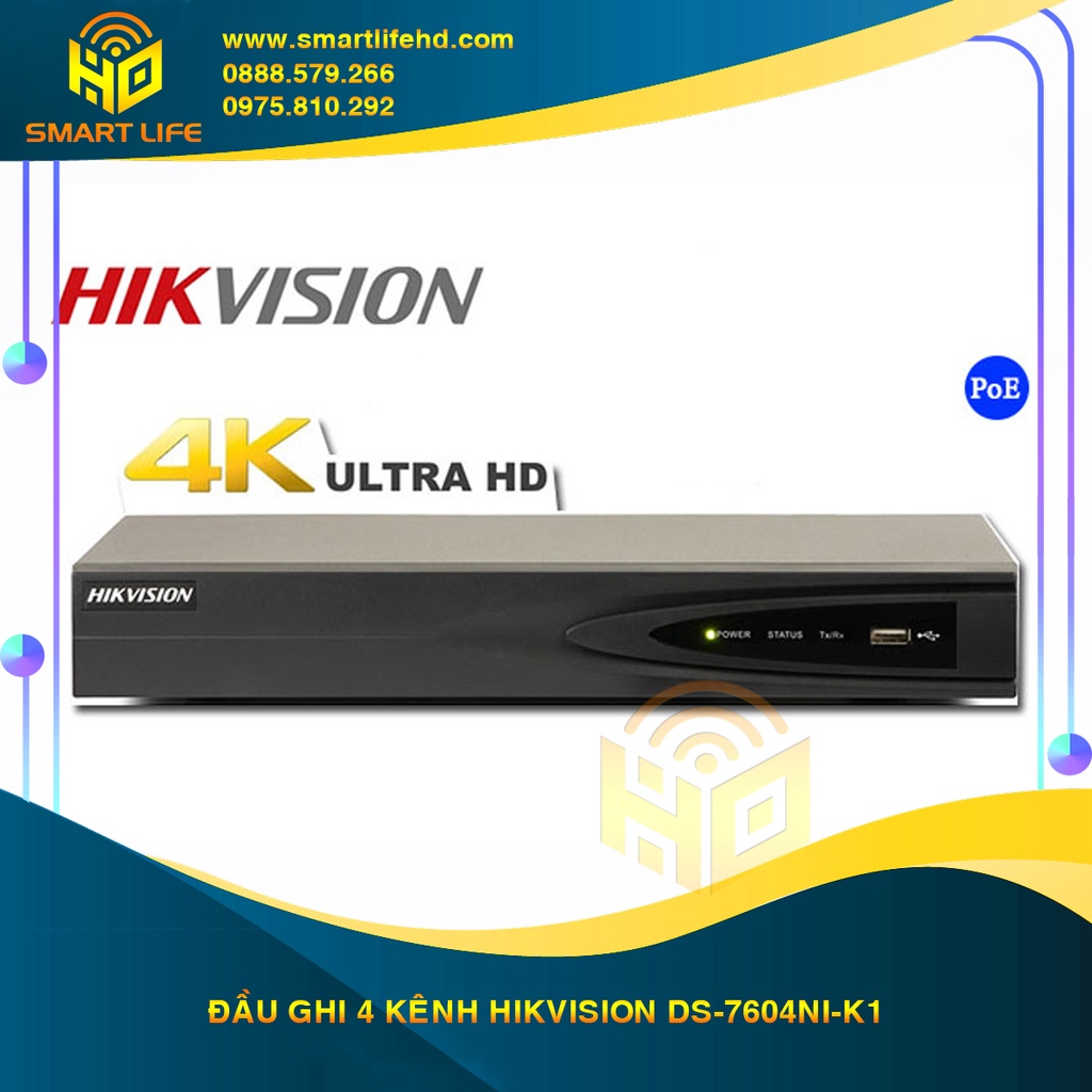 Đầu Ghi 4 Kênh Hikvision DS-7604NI-K1(B) | Shopee Việt Nam