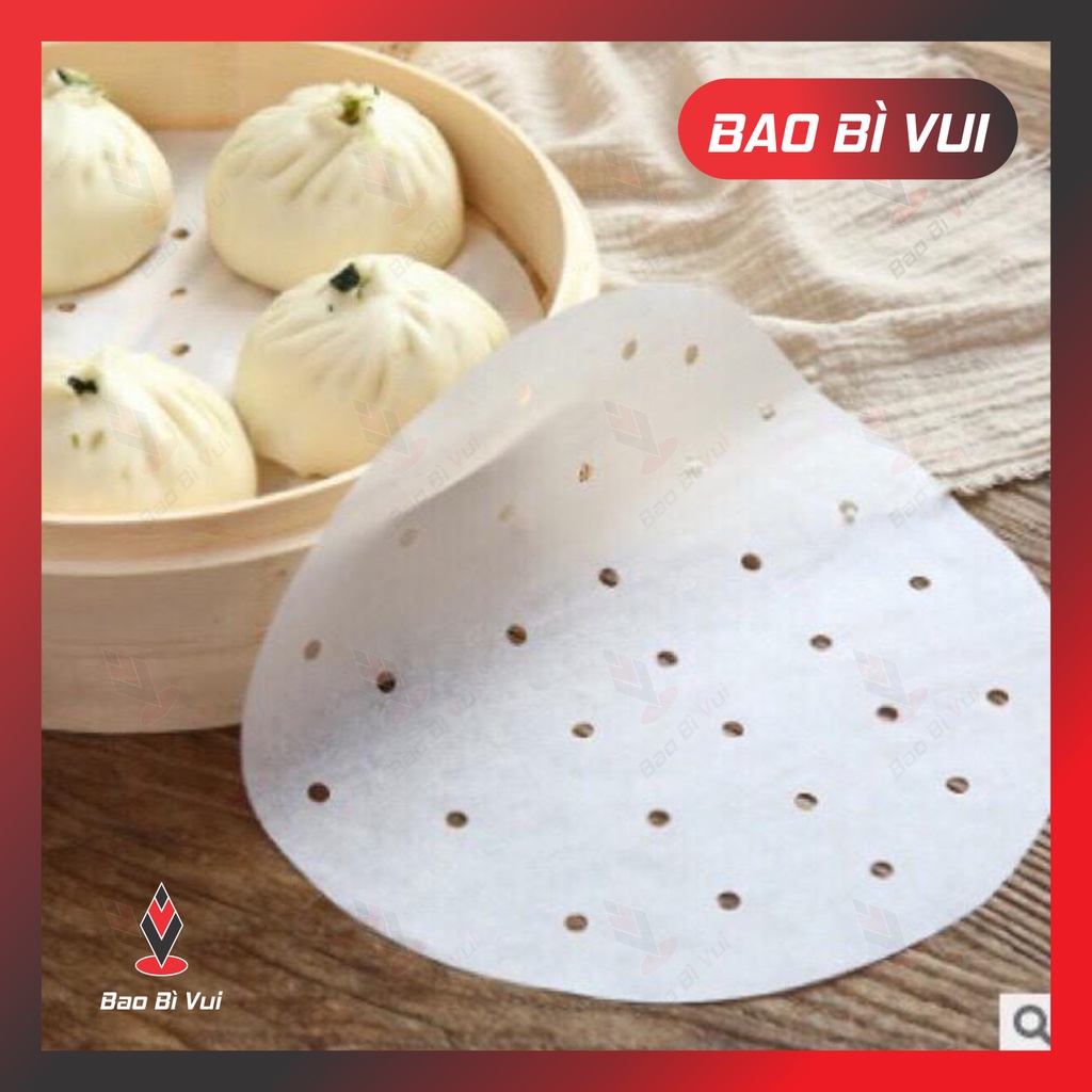 [100 tờ] Giấy nến lót nồi chiên không dầu có đục lỗ - BAO BÌ VUI