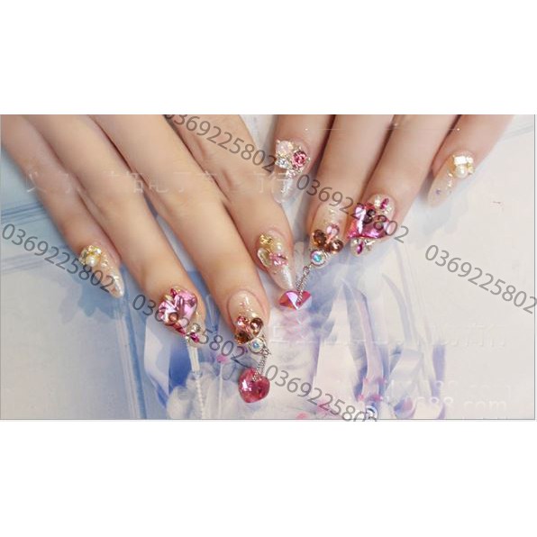 Túi 10v đá hình tim (mẫu 2) size 8mm màu ngẫu nhiên trang trí mong