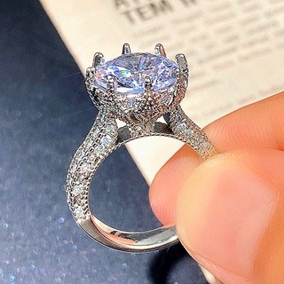 Nhẫn Mạ Bạc 925 Đính Đá Zircon Oversize Đơn Giản Thời Trang