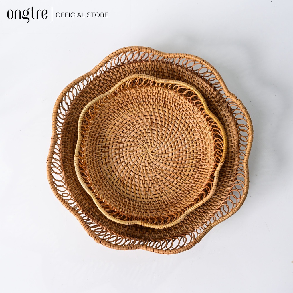 Khay Mây Tre Đan ONGTRE Hình Tròn, Bầu Dục, Khay Đựng Bánh Kẹo, Hoa Quả, Đồ Ăn, Decor Nhà Cửa, Khách sạn, Resort