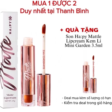 [ MUA 1 TẶNG 1 ] Son Kem Lì HAPPY MATTE LIPSTICK Không Trôi Màu Son Trong 8 Tiếng Siêu Đẹp
