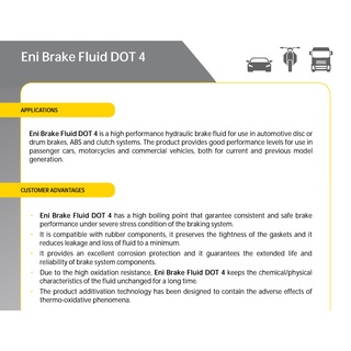 (Nhập khẩu) Dầu thắng eni Brake Fluid DOT 4 250ml (Hàng nhập Ý)