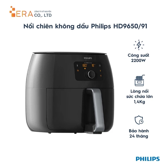 Nồi chiên không dầu Philips HD9650 2200W - Hàng chính hãng