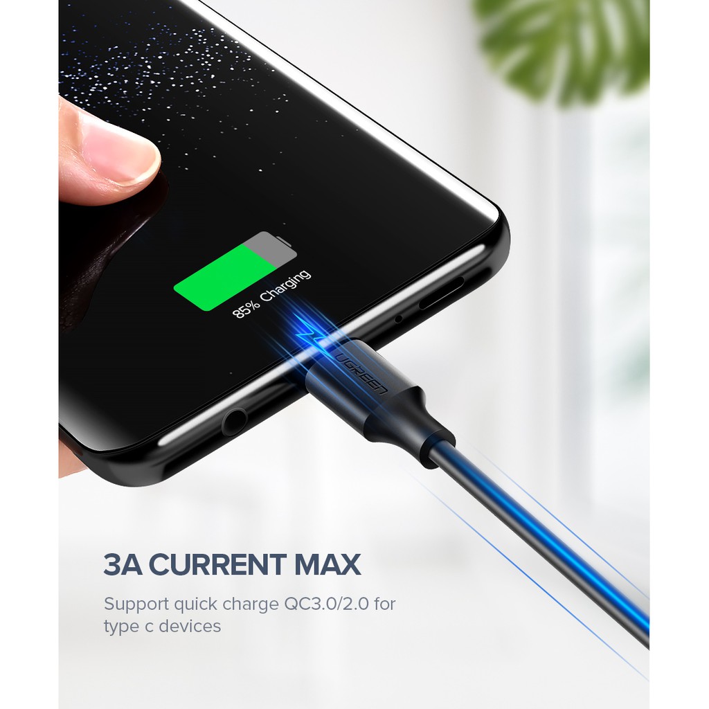 Dây cáp sạc nhanh/ truyền dữ liệu UGREEN 3A đầu cắm TypeC USB sang Type C | BigBuy360 - bigbuy360.vn