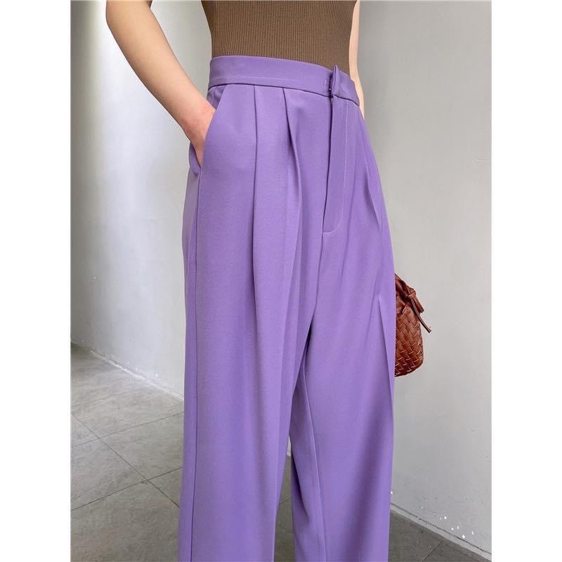 Quần Tây Nữ Lưng Cao May Theo Số Đo – Quần Công Sở Form Chuẩn Chất Liệu Cao Cấp Màu Tím | Diluclothing