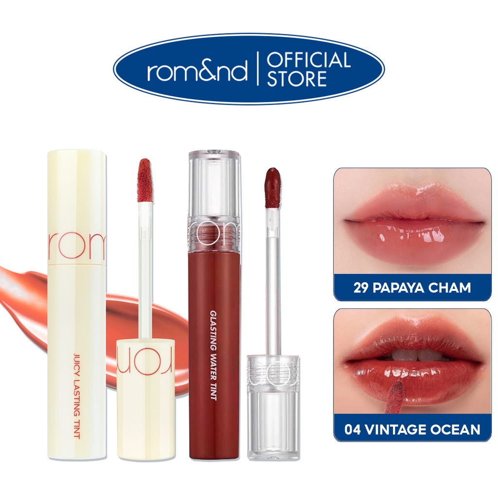 Combo Son Tint Bóng Lì Hàn Quốc Romand Juicy Lasting Tint 5 5g Son