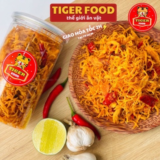 Khô Gà Bơ Tỏi Xé Cay 💖TIGER FOOD💖 Khô Gà Bơ Tỏi Đậm Vị Siêu Ngon Lon 300g - Đồ Ăn Vặt Sài Gòn