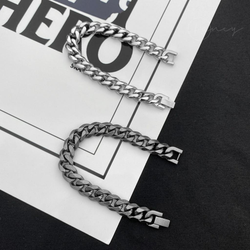 Vòng đeo tay nam cuban mắc xích 15mm thép titan không gỉ, lắc tay nam nữ Fancy bản lớn màu bạc 15mm