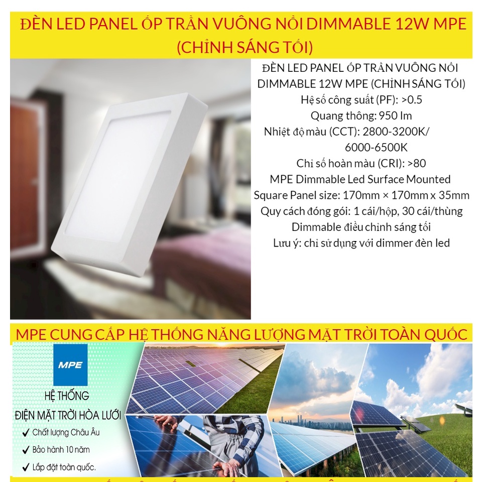 SSPL-12T ,V/DIM - LED PANEL VUÔNG NỔI DIMMER 12W TRẮNG, VÀNG | Shopee ...