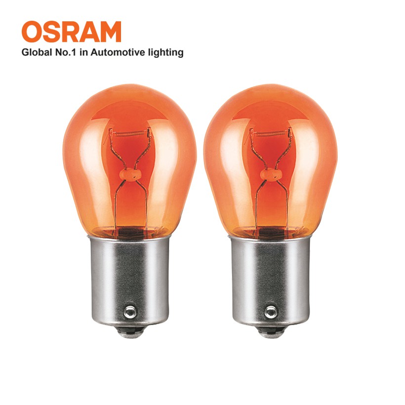 Combo 2 Bóng Đèn Sau 1 Tim Halogen OSRAM Original Dùng Cho Xe Ô Tô Chân PY21W 12V 21W 7507-02B (BAU15S) (Chân Xéo) Vàng