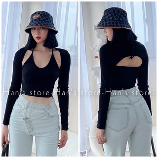[HAN’S STORE ]ÁO TAY DÀI PHỐI YÊM ( ẢNH THẬT )
