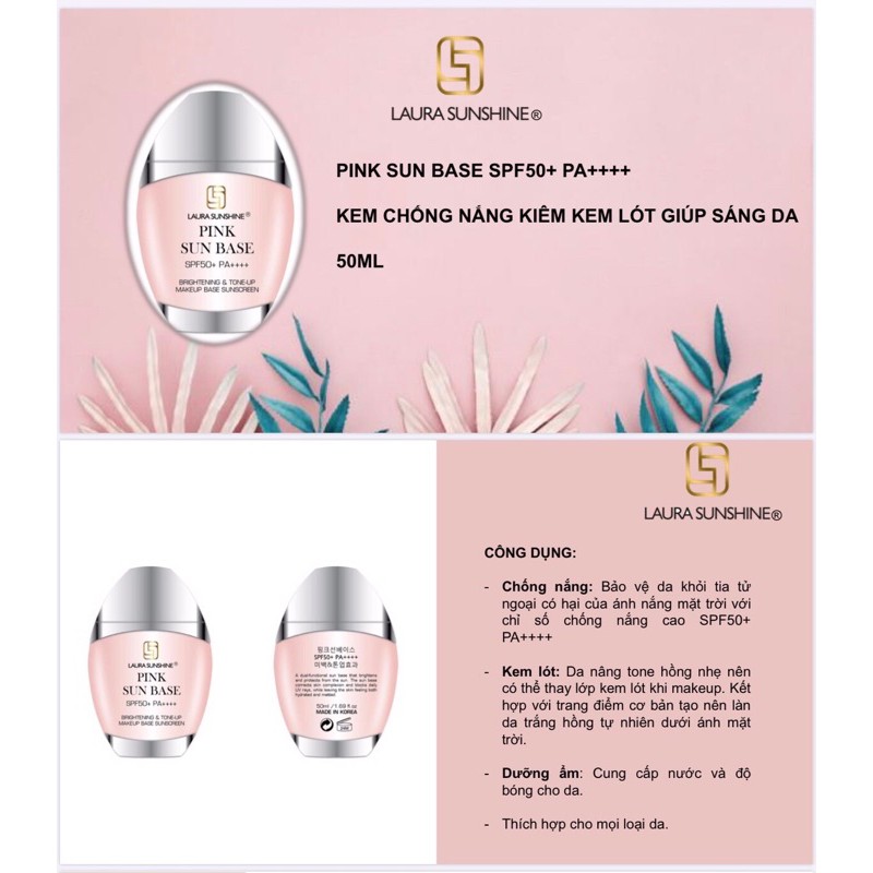 KEM CHỐNG NẮNG HỒNG PINK SUN BASE LAURA SUNSHINE NHẬT KIM ANH