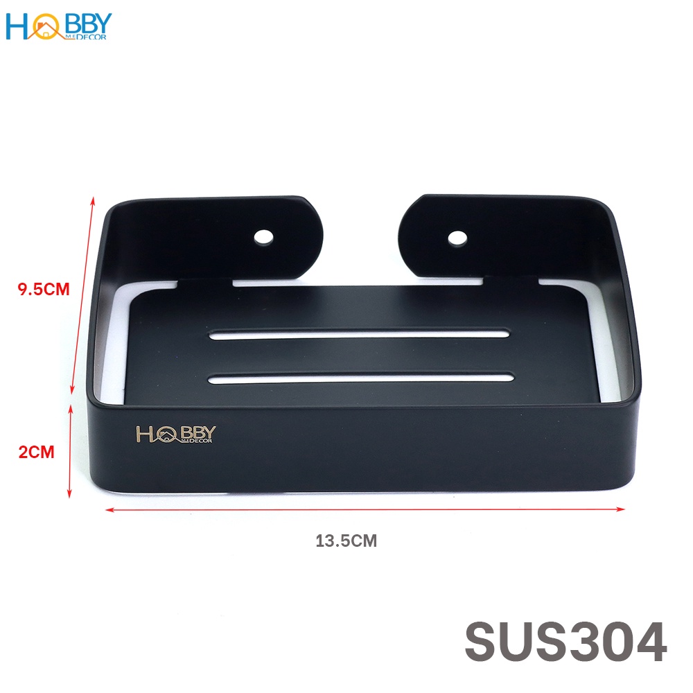 Kệ đựng xà phòng Inox 304 sơn đen Hobby Home Decor SB8 dán hoặc khoan