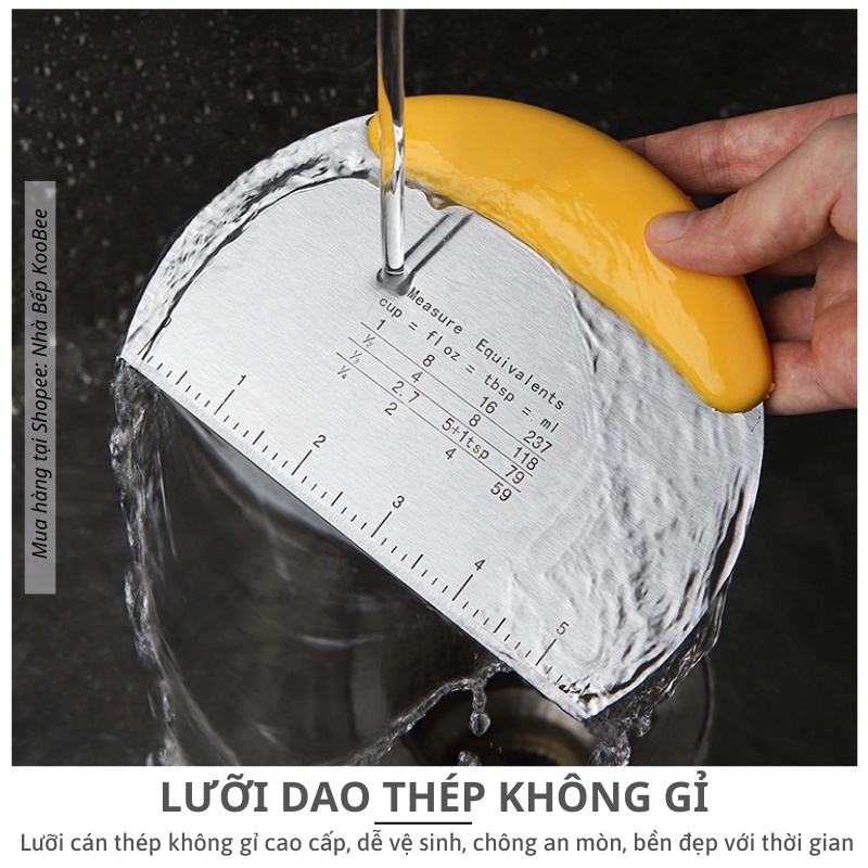 Dao Cắt Bột Làm Bánh KOOBEE Hình Bán Nguyệt – Inox 430 Không Gỉ, Có Vạch Chia, Cắt Pizza, Vét Bột Đa Năng (PKB28)