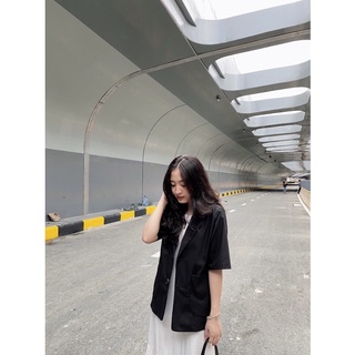 Áo khoác blazer ngắn tay chất linen thiết kế Ma Vie
