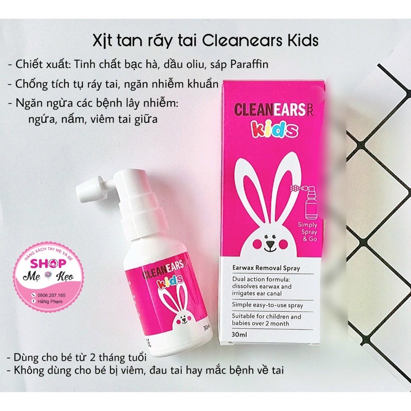 [Nhập Khẩu Tem Phụ+Date 2029] Xịt tan ráy tai cho bé Cleanears Kid 30ml của Úc an toàn hiệu quả 100%