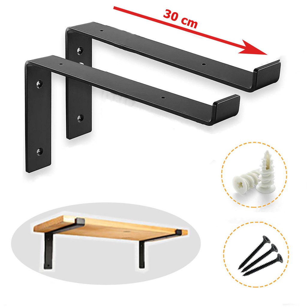 Bộ 2 giá đỡ chữ L, Pat L mặt trên 30cm (tấm gỗ 28.5cm), bằng thép phủ ...