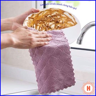Combo 5 Khăn Lau Bếp Đa Năng 2 Mặt Sợi Bông Mềm Không Trầy Xước { H }