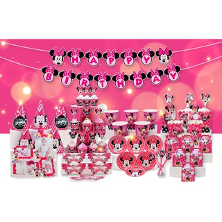 Set MEGA trang trí sinh nhật chủ đề Minnie Hồng