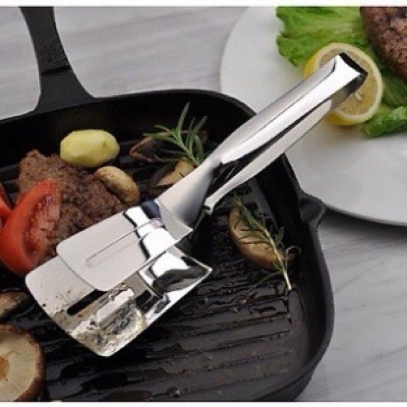 Kẹp gắp thức ăn chiên rán lật bánh- xẻng lật thực phẩm bằng inox