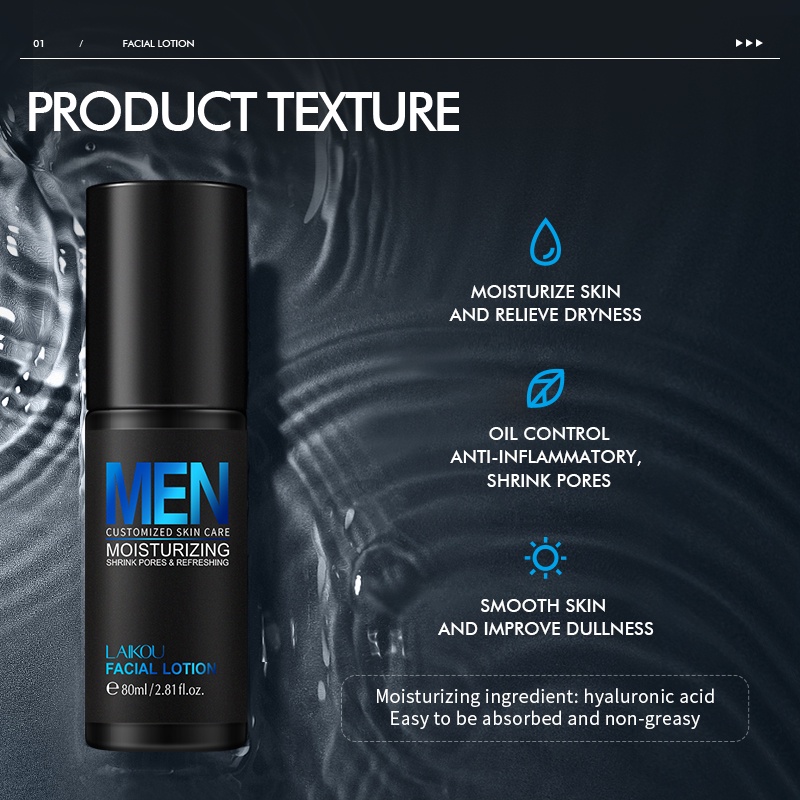 Ảnh Lotion dưỡng da mặt Laikou 80ml thu nhỏ lỗ chân lông cho nam 1