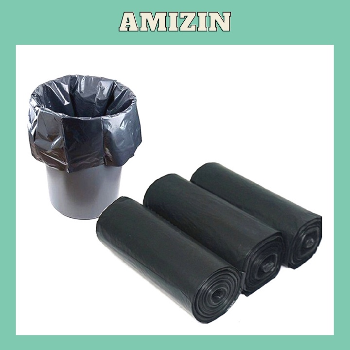 3 Cuộn túi đựng rác tự hủy sinh học AMIZIN Túi đựng rác đen cuộn đựng được 10kg