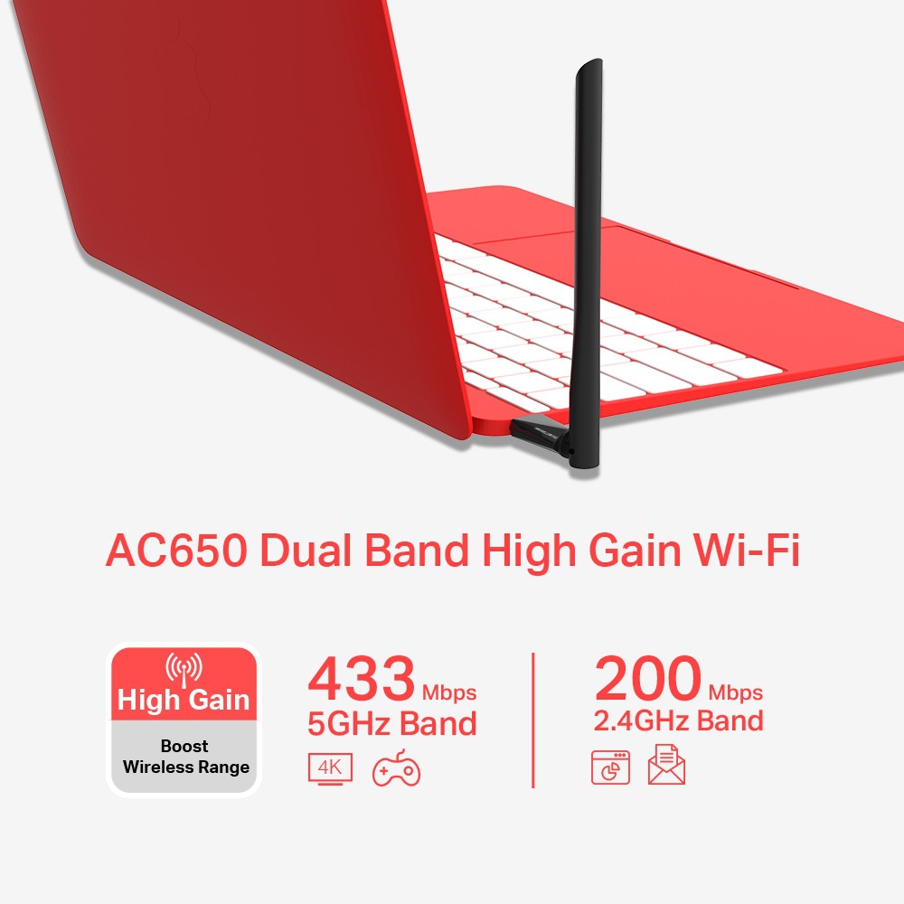 Ảnh Bộ Chuyển Đổi USB Wifi Mercusys MU6H Băng Tần Kép Độ Lợi Cao AC 650Mbps 2
