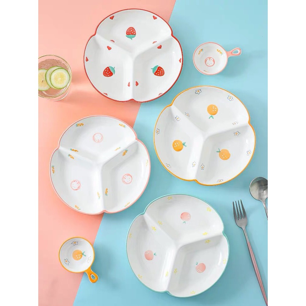 Đĩa sứ tròn chia 3 ngăn | Shopee Việt Nam