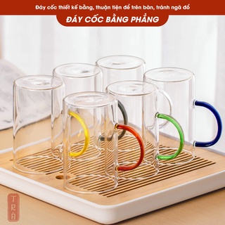Ly thủy tinh có quai chịu nhiệt giá rẻ, đun trực tiếp trên bếp điện, bếp hồng ngoại 450ml